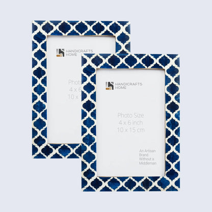 Picture Frames Casablanca Medianoche Pattern Bone & Resin Inlay Collection in 3 Sizes, Pack of 2