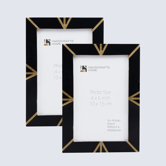 Picture Frames Deco Gatsby Pattern Resin Inlay Collection in 3 Sizes, Pack of 2