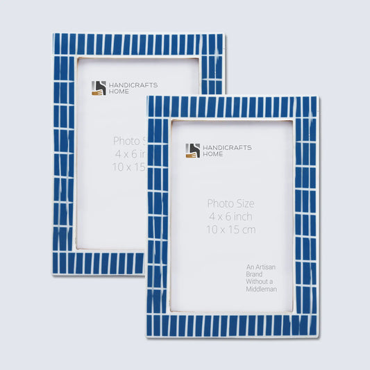 Picture Frames Manhattan Subway Pattern Resin Inlay Collection in 3 Sizes, Pack of 2