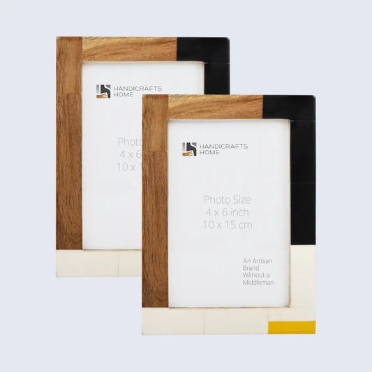 Picture Frames Mondrian Warm Oak Pattern Resin Inlay Collection in 3 Sizes