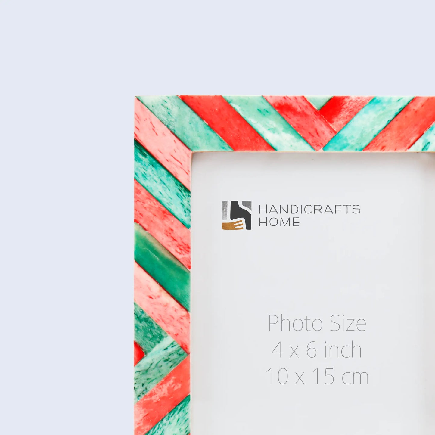 Picture Frames Chevron Pattern Bone Inlay Collection in 4 Sizes, Green & Red