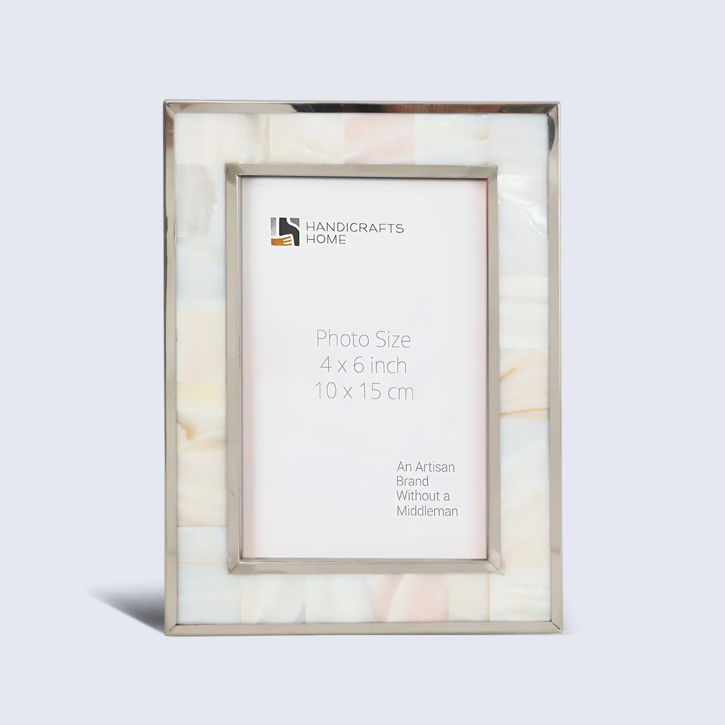 Camelot Maiden Brass & Resin Inlay 4x6 White & Silver Picture Frame