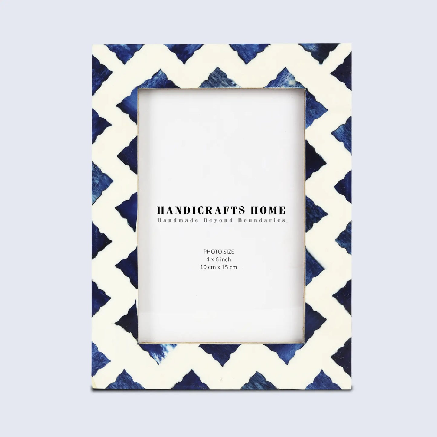 Picture Frames Indigo Bone & Resin Inlay Collection in White & Blue, 4x6