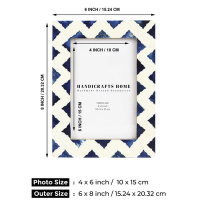 Picture Frames Indigo Bone & Resin Inlay Collection in White & Blue, 4x6