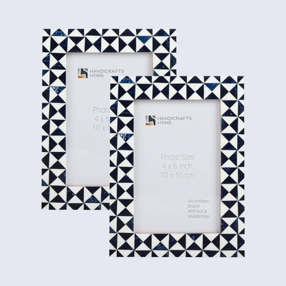 Picture Frames Marquet Indigo Pattern Resin Inlay Collection in 8 Sizes, Pack of 2