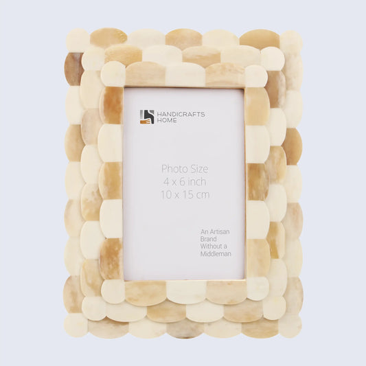 Picture Frames Scalloped Pattern Bone Inlay Collection in 4x6, Ivory