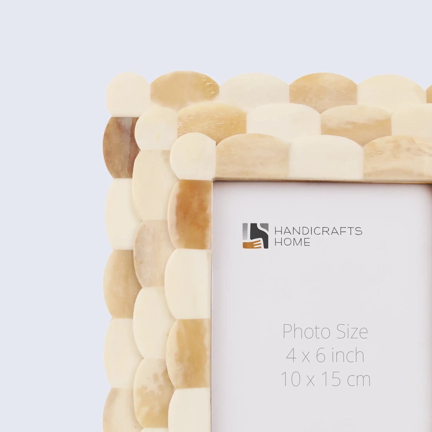 Picture Frames Scalloped Pattern Bone Inlay Collection in 4x6, Ivory
