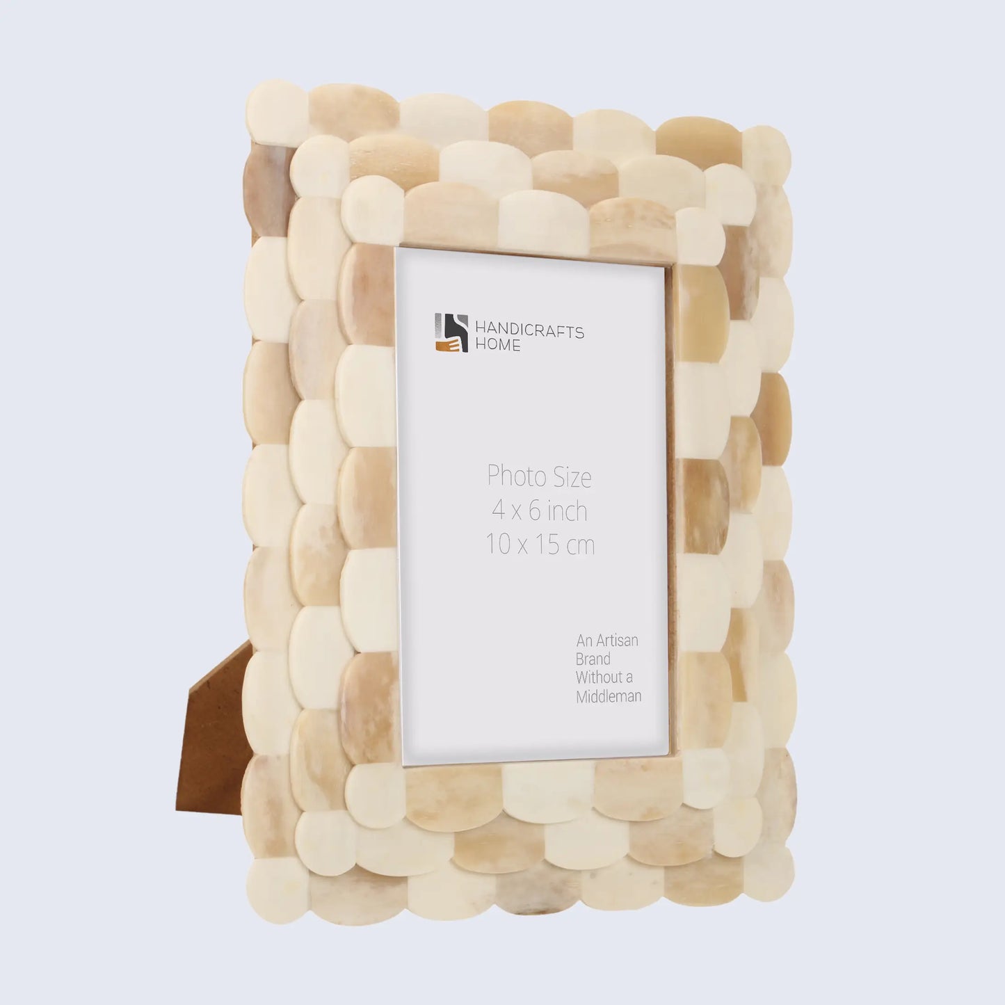 Picture Frames Scalloped Pattern Bone Inlay Collection in 4x6, Ivory
