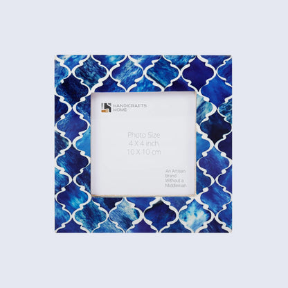 Picture Frames Moroccan Pattern Bone & Resin Inlay Collection in 27 Sizes, Blue