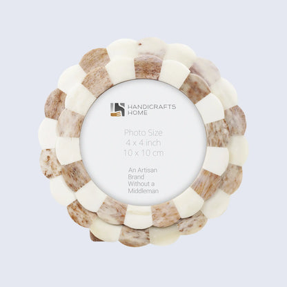 Baby Picture Frames Scalloped Pattern Bone Inlay Collection in 4 Colors