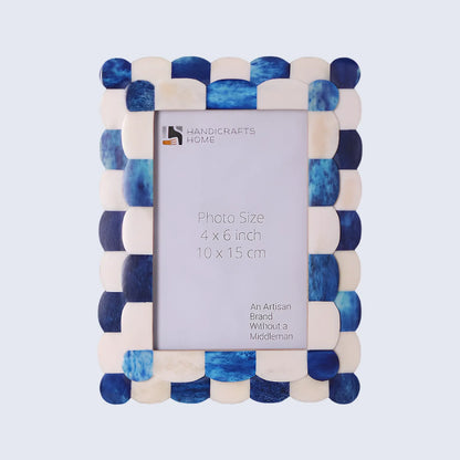 Picture Frames Scalloped Pattern Bone Inlay Collection in 4 sizes, Blue
