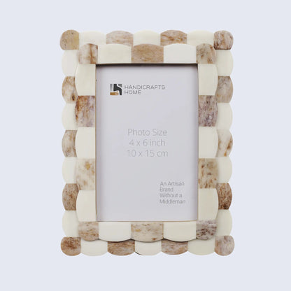 Picture Frames Scalloped Pattern Bone Inlay Collection in 4 sizes, Brown