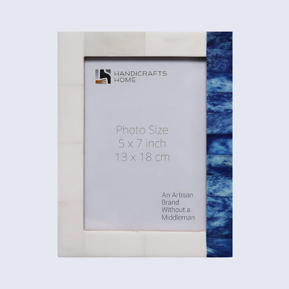 Plain White & Blue Bone Inlay Picture Frame - 4x6 & 5x7