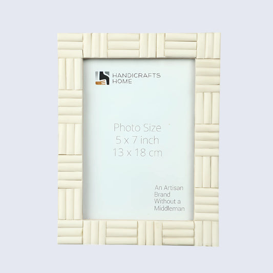 White Bone Brick Pattern Frame 4x6 & 5x7 - Vintage Boho Décor