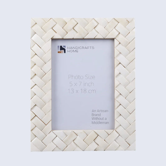 White Bone Inlay Braided Pattern Frame 4x6 & 5x7