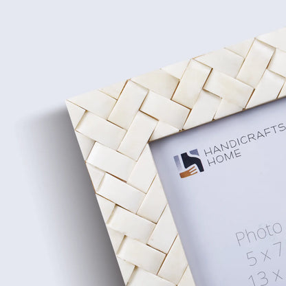 White Bone Inlay Braided Pattern Frame 4x6 & 5x7