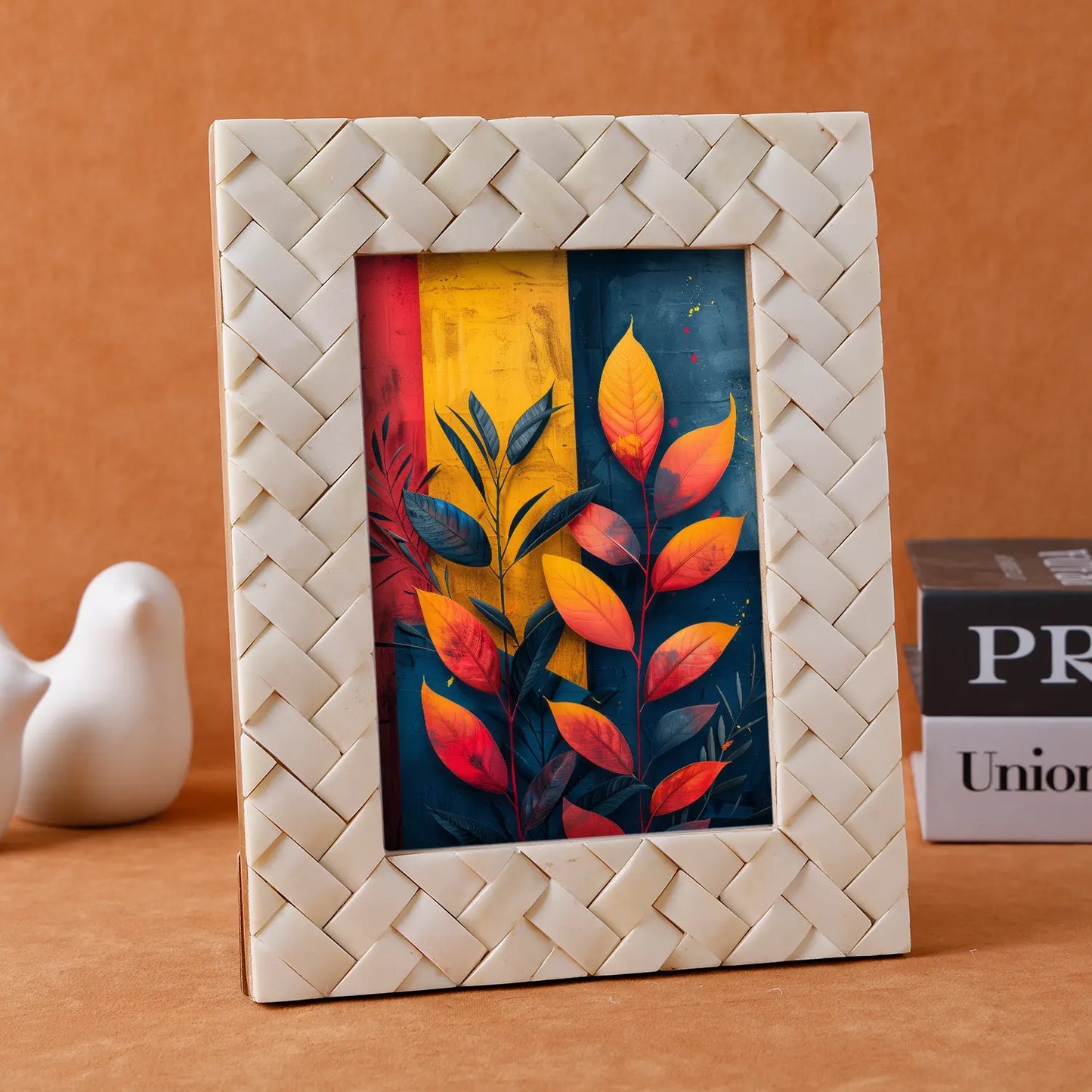 White Bone Inlay Braided Pattern Frame 4x6 & 5x7