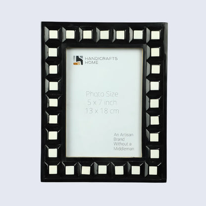 Black & White Square Resin Inlay Photo Frame - 5x7