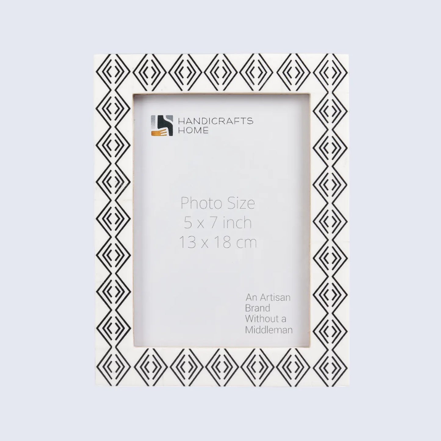 Resin inlay Tribal Geometry Pattern Black & White Picture Frame