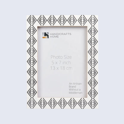 Resin inlay Tribal Geometry Pattern Black & White Picture Frame