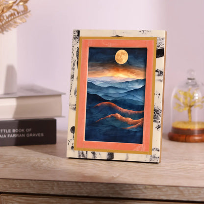 Peach Abstract Ink Resin Inlay Picture Frame in 4x6 & 5x7