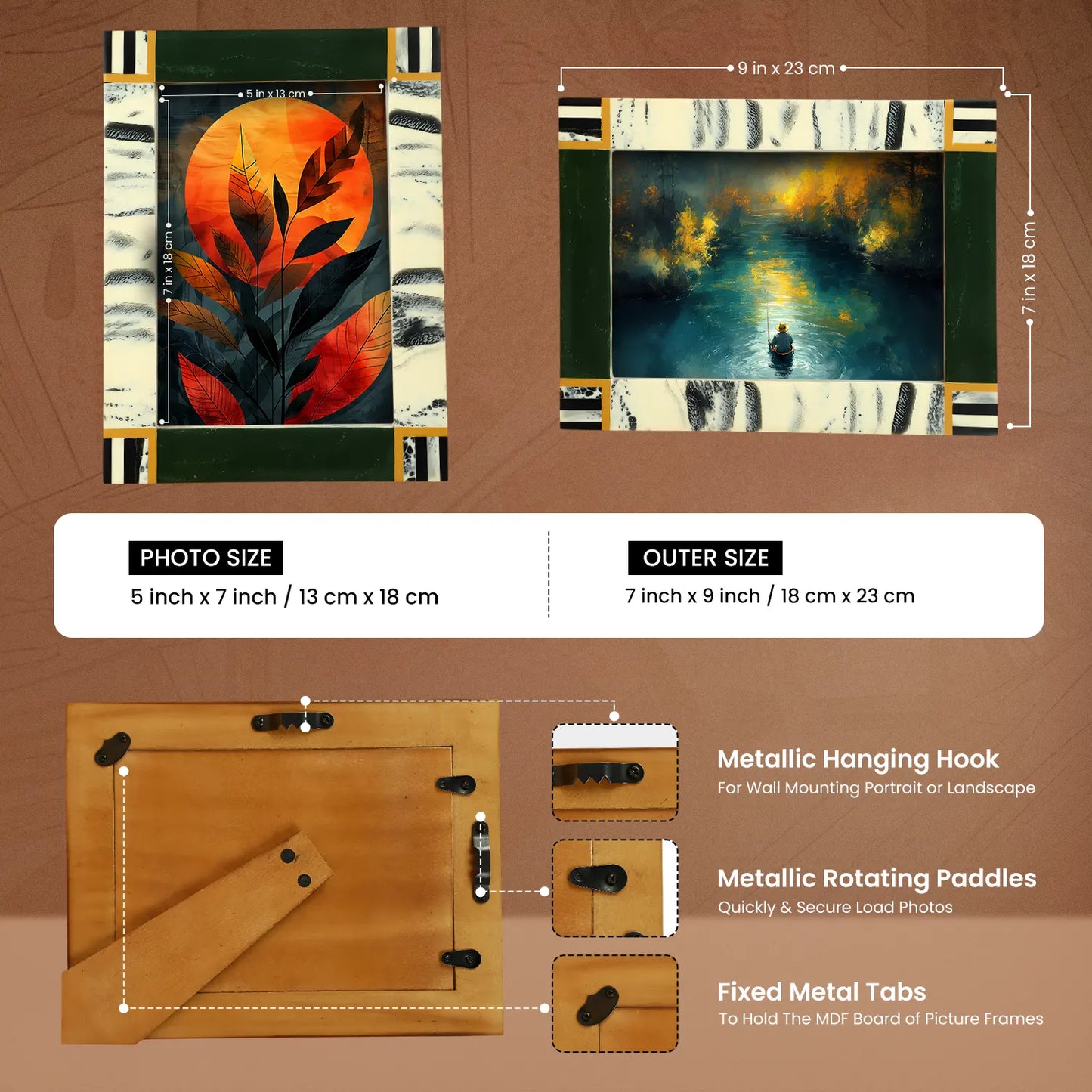 Sea Green Abstract Ink Resin Inlay Picture Frame in 4x6 & 5x7