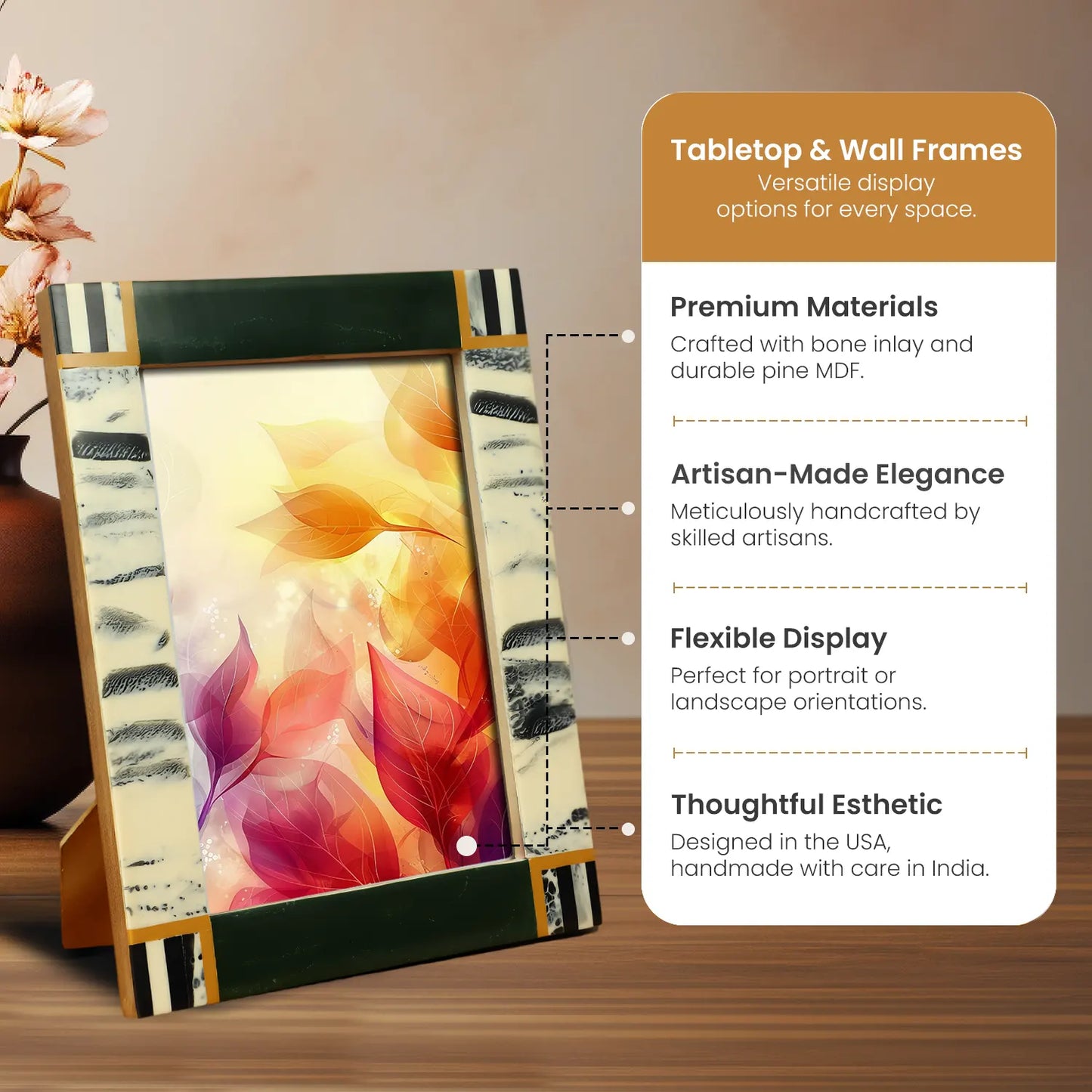 Sea Green Abstract Ink Resin Inlay Picture Frame in 4x6 & 5x7