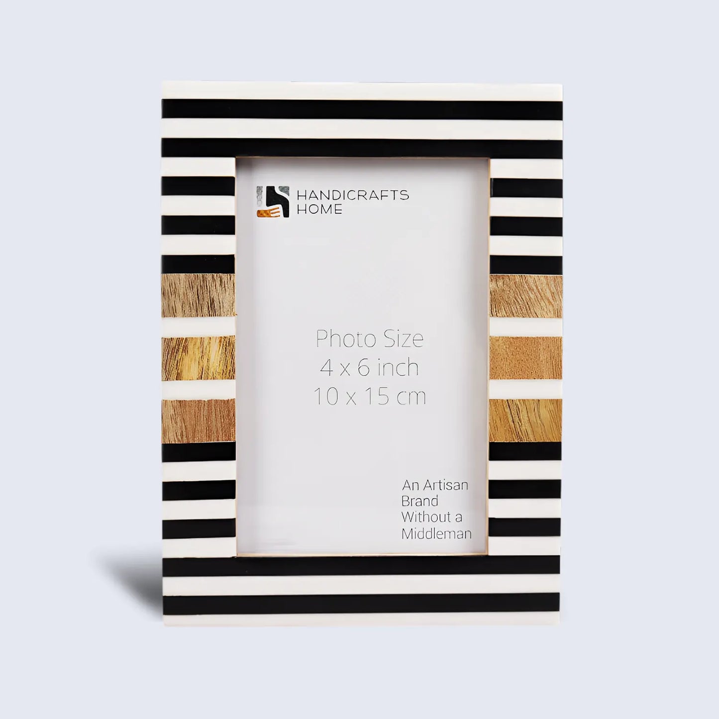 Wood & Resin Inlay Stripewood Picture Frame, Black & White