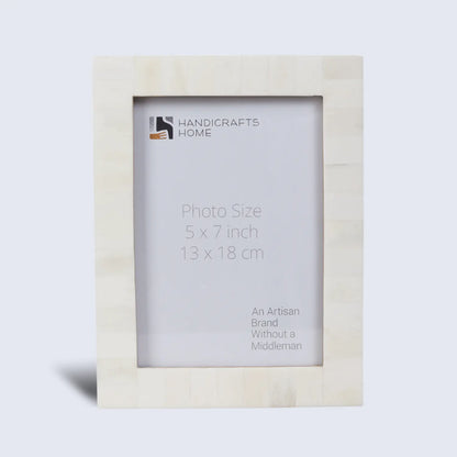 Classic Plain White Bone Inlay 4x6 Photo Frame