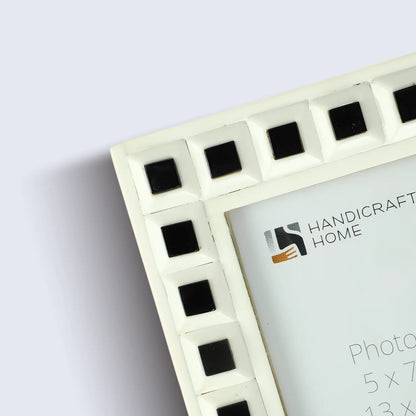 Black & White Square Resin Inlay Photo Frame - 5x7