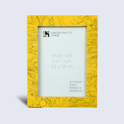 Resin Inlay Handmade Yellow Picture Frame for Wall & Tabletop - 5x7