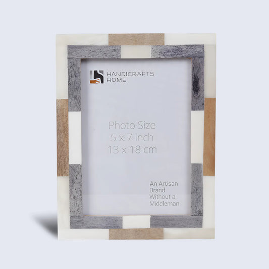 Wood & Bone Inlay Woodstrip Tile Picture Photo Frame in 4x6, 5x7