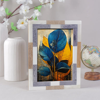 Wood & Bone Inlay Woodstrip Tile Picture Photo Frame in 4x6, 5x7