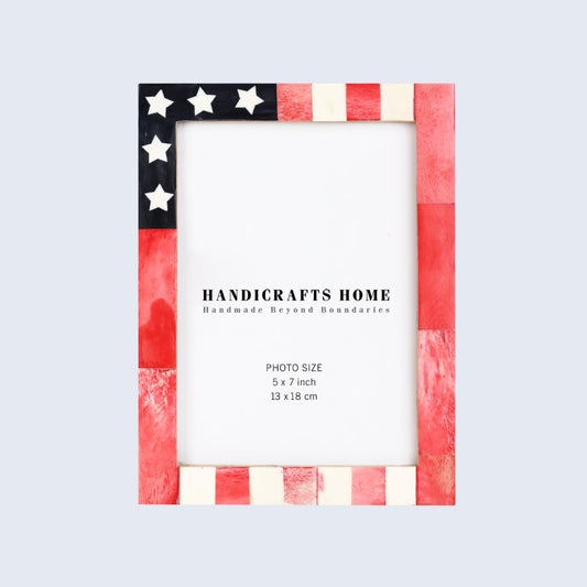 Picture Frame USA American Flag Pattern Bone & Resin Inlay Collection in 27 Sizes