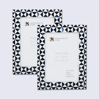 Picture Frames Marquet Indigo Pattern Resin Inlay Collection in 8 Sizes, Pack of 2