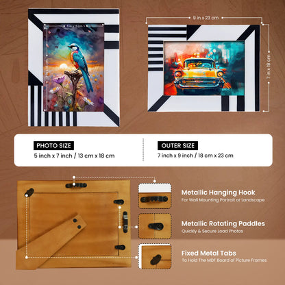 Picture Frames Silhouette Shaped Pattern Bone Inlay Collection in 2 Sizes