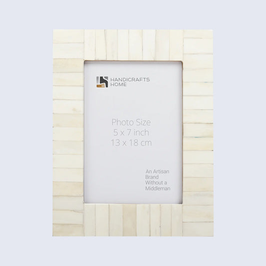 Picture Frames Classic Pattern Bone Inlay Collection in 2 Sizes, Make to Order, White