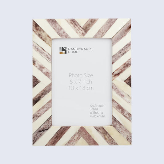 Picture Frames Chevron Pattern Bone Inlay Collection in 2 Sizes, Make to Order, Brown