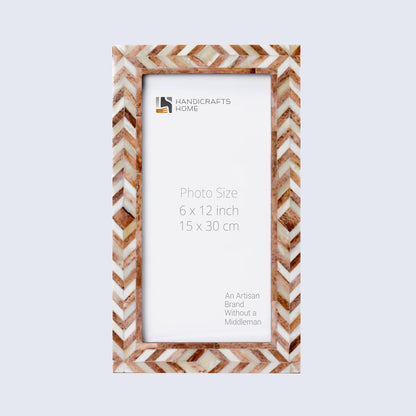 Picture Frames Taj Pattern Bone Inlay Collection in 27 Sizes, Brown