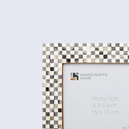 Picture Frames Checked Pattern Inspired Bone Inlay 4x6 & 5x7, Grey & White
