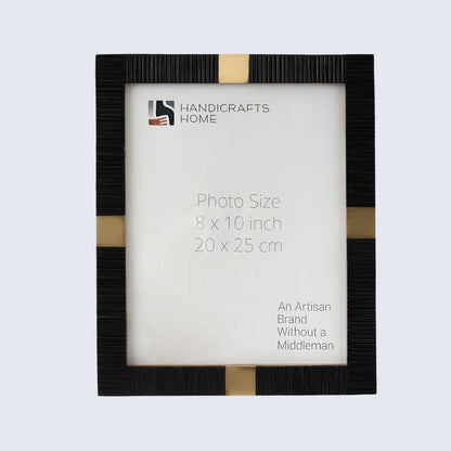 Resin Inlay Deco Black & Gold Picture Frame For Desk & Wall-3 Sizes