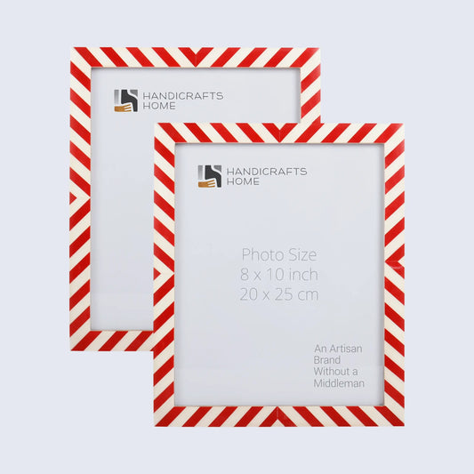 Picture Frames Candy Cane Strawberry Pattern Bone & Resin Inlay Collection in 3 Sizes, Pack of 2