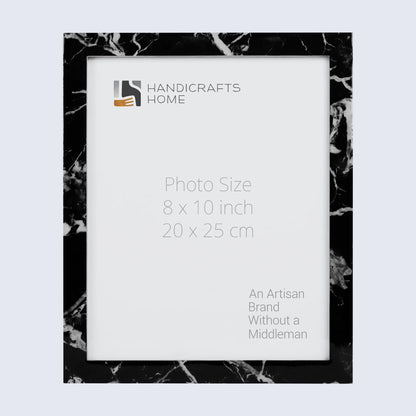 Picture Frames Rare Earth Marble Black Pattern Resin Inlay Collection in 3 Sizes