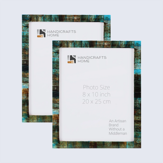 Picture Frames Verdigris Bone Inlay Collection in 3 Sizes, Pack of 2