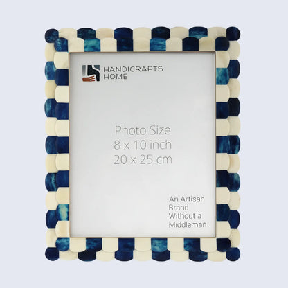Picture Frames Scalloped Pattern Bone Inlay Collection in 4 sizes, Blue