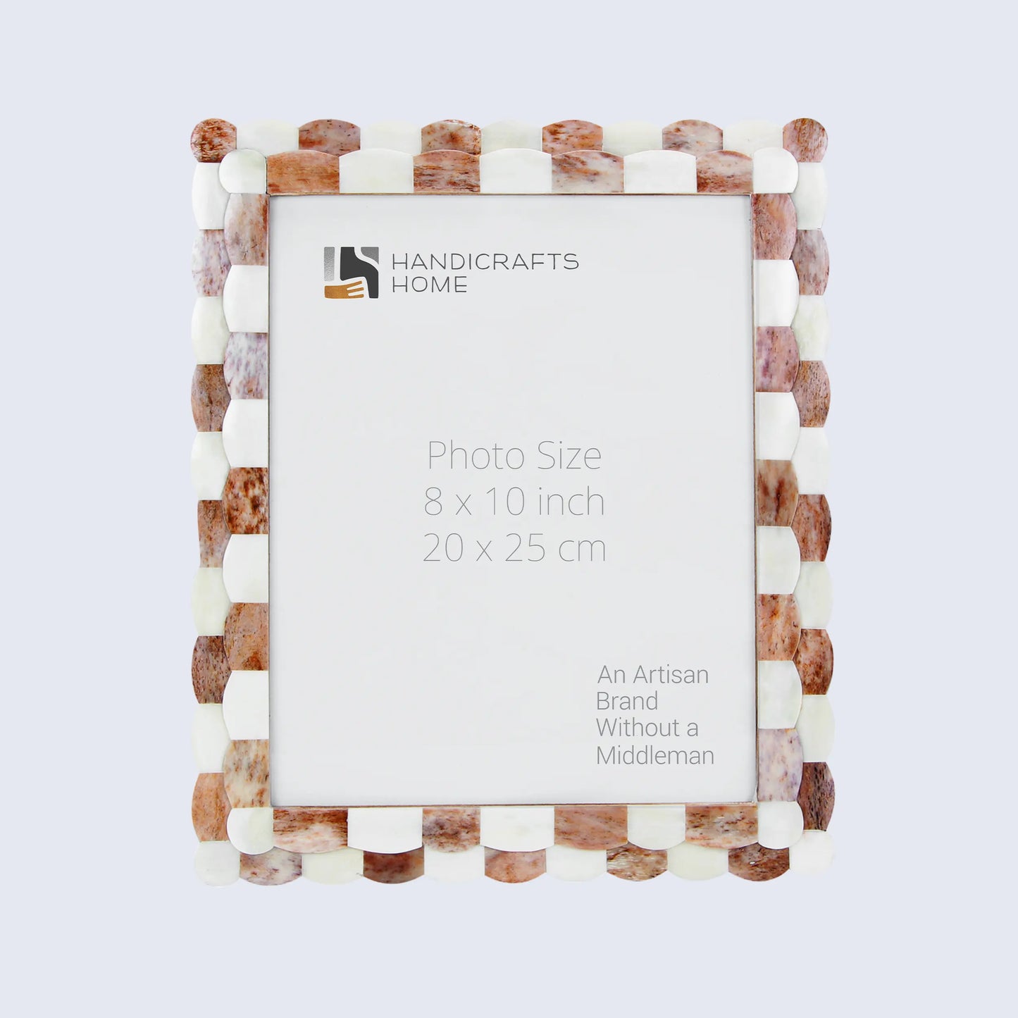 Picture Frames Scalloped Pattern Bone Inlay Collection in 4 sizes, Brown