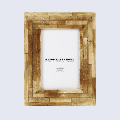 Picture Frames Antique Pattern Bone Inlay Collection in 2 Sizes, Brown