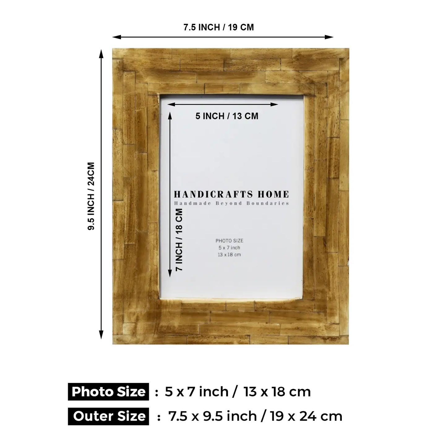 Picture Frames Antique Pattern Bone Inlay Collection in 2 Sizes, Brown