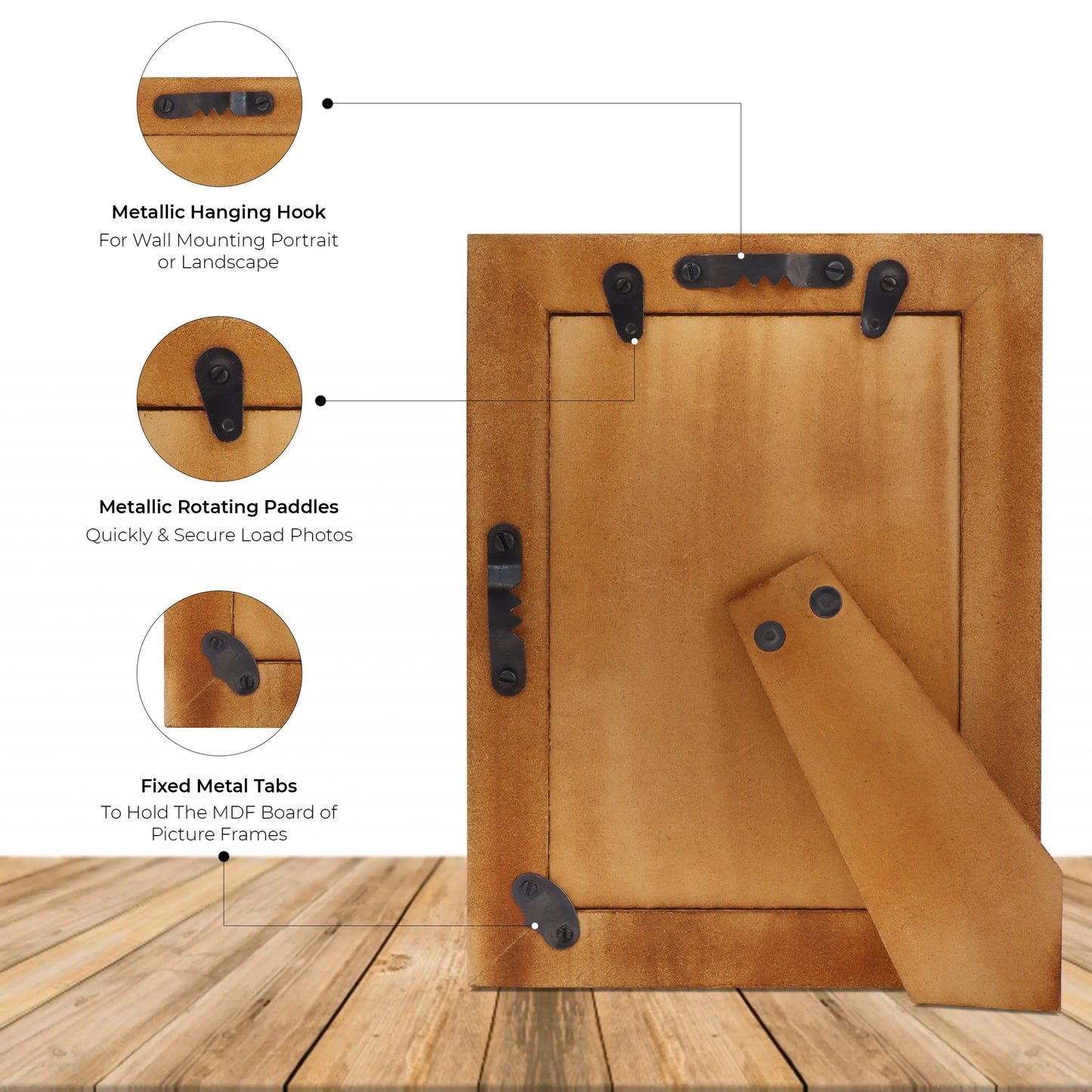 Picture Frames Antique Pattern Bone Inlay Collection in 2 Sizes, Brown