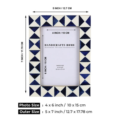 Picture Frames Indigo Bone Inlay Collection in Blue, 4x6